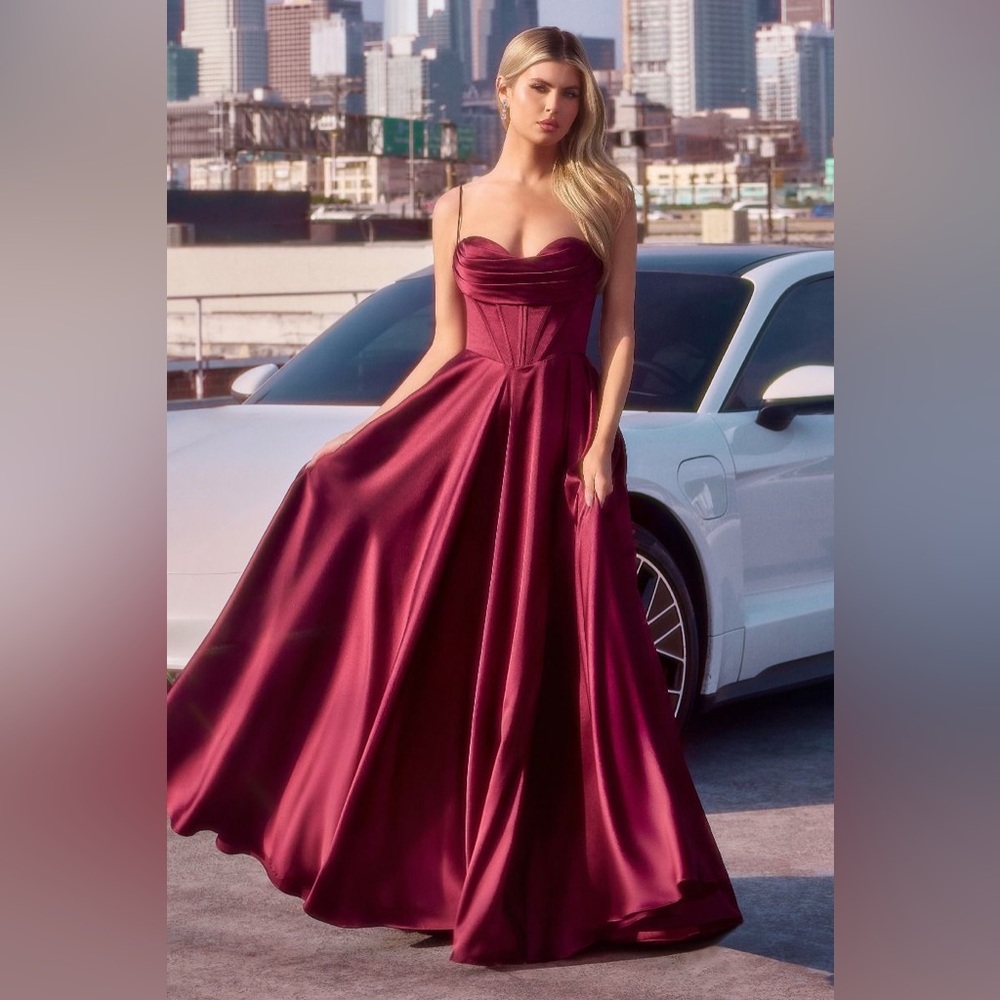 Elegant Burgundy Satin Gown